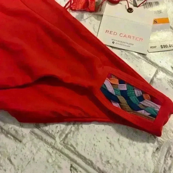 NWT women’s Red Carter Scarlet Red Weave Bikini Bottoms Size Small - Picture 3 of 5